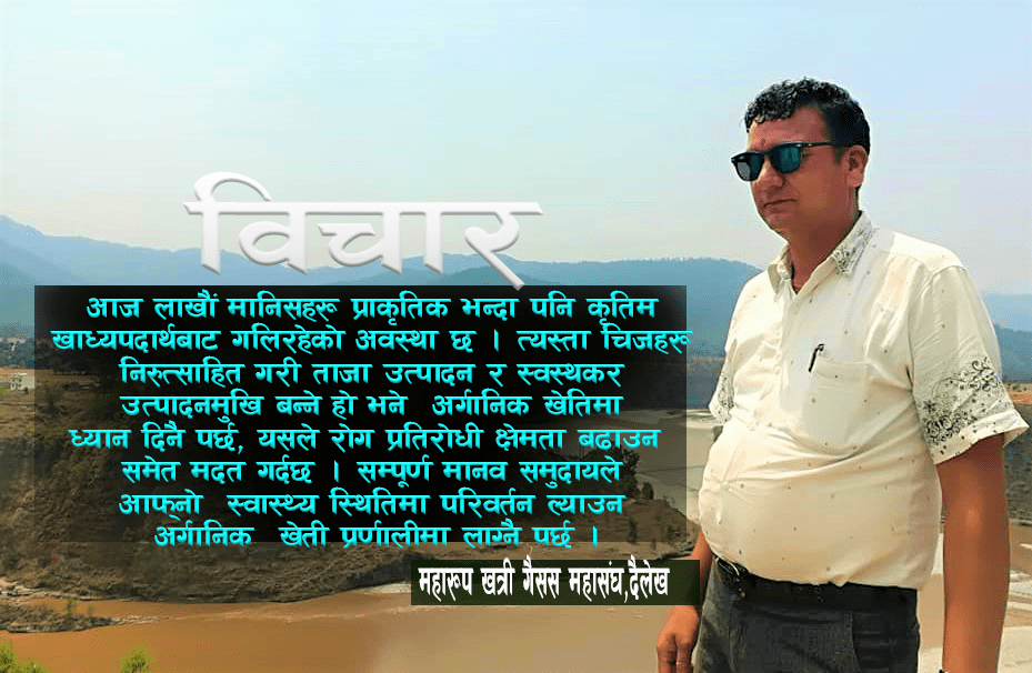 मानव स्वास्थमा सकारात्मक परिवर्तन ल्याउन अर्गानिक खेतीमा ध्यान दिउँ