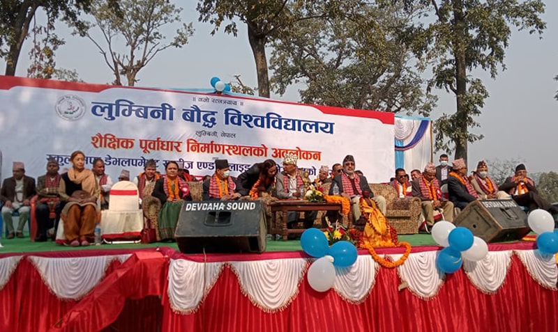 देवदहमा बौद्ध विश्वविद्यालयको नयाँ पूर्वाधार निर्माण हुँदै image