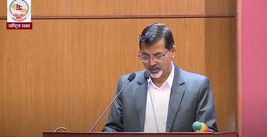 एमालेको अवरोधका बीच राष्ट्रियसभामा विनियोजन विधेयक पेश