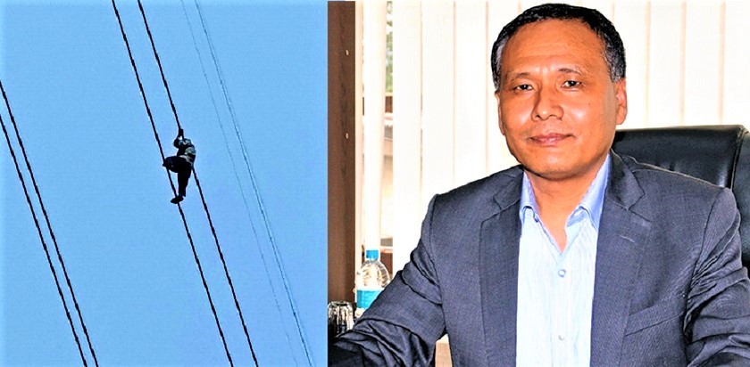 विद्युत प्रशारण लाइनमा पुरुष हिँड्दा सेना गुहारियो