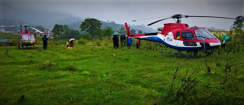 लुक्ला उडेका दुई हेलिकप्टर काभ्रे पुगेर थन्किए