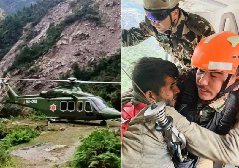 सेनाको हेलिकप्टरबाट घाइतेको  उद्धार