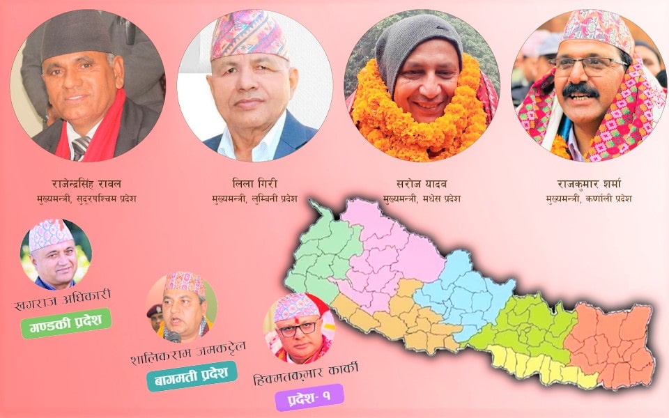 सातै प्रदेशले पायो मुख्यमन्त्री, यी प्रदेशमा आलोपालो सरकारको नेतृत्व image