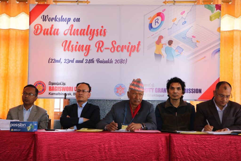 डाटा एनालाइसिस युजिङ आर स्क्रिप्ट तीन दिने कार्यशाला गोष्ठी वागीश्वरी कलेजमा