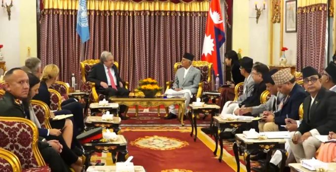 महासचिव गुटेरेसद्वारा राष्ट्रपति पौडेलसँग भेट वार्ता