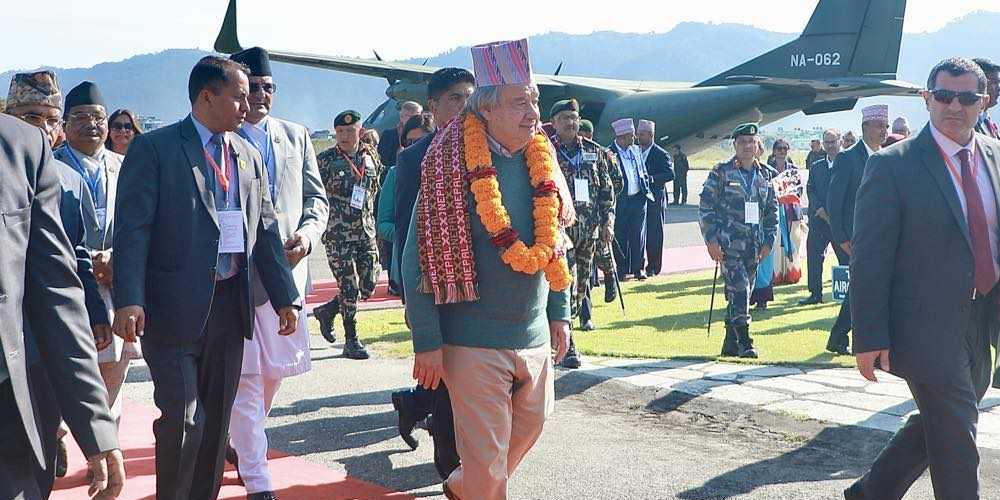 गुटेरेसलाई स्वागत गर्न प्रधानमन्त्री प्रचण्ड लुम्बिनी पुगे