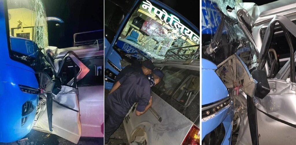 बस र हायस ठोक्किँदा ४ जनाको मृत्यु