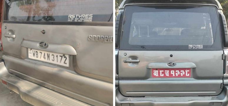 भारतीय स्कारपियो गाडीलाई नेपाली च्यासिस र नम्बर प्लेट बनाएर ल्याउँदै गर्दा दुई जना पक्राउ