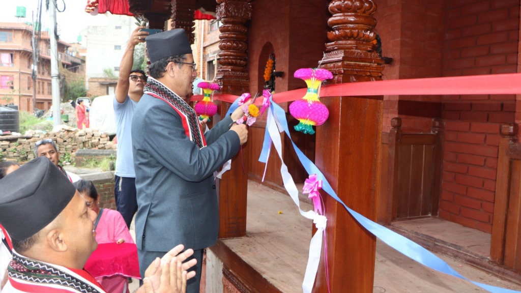 सलाँ गणेश मन्दिर पछाडिको ऐतिहासिक पाटीको पुनः निर्माण सम्पन्न, विशेष समारोहबीच उद्घाटन