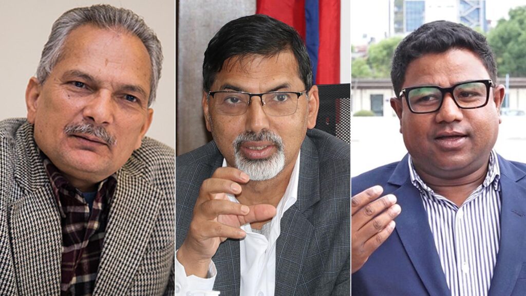 बाबुराम भट्टराई, जनार्दन शर्मा र सन्तोष परियार समूहबीच आज पार्टी एकता घोषणा गर्दै