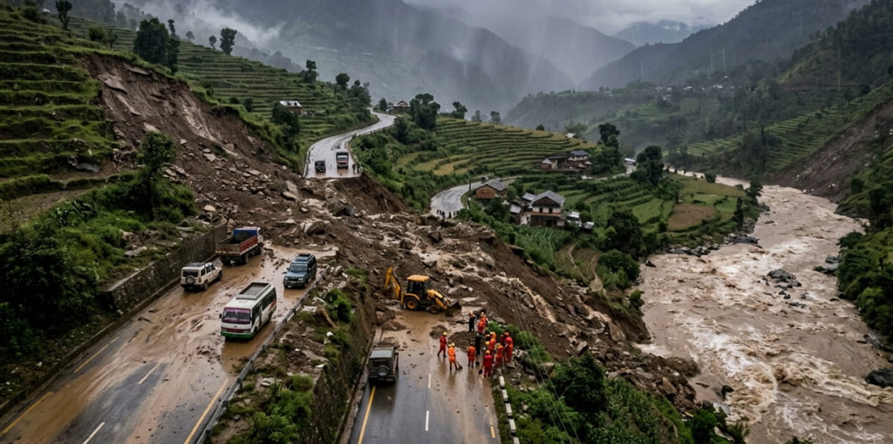 बाढी–पहिरोले देशभरका सडक अस्तव्यस्त, यी प्रमुख राजमार्गमा यातायात प्रभावित image